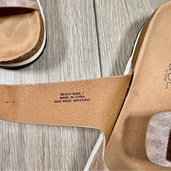 Corkys Sandals - Beach Babe Beige Sparkle Leopard Print Size 7 - Picture 6 of 7